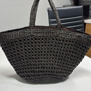 Elegant Black Woven Tote Bag